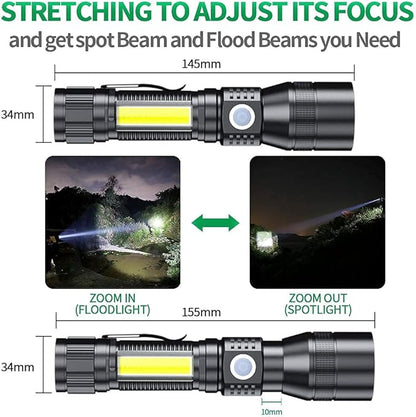 UV Flashlight Black Light, 3-in-1 Magnetic Flashlight Rechargeable, 1000 Lumen Tactical LED Flashlight, 7 Modes Waterproof UV Light Flashlight for Camping Emergencies Pet Urine Detection