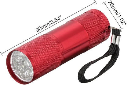PATIKIL 9 LED Mini Flashlights, Aluminum Pocket Flashlight Torch with Lanyard for Camping, Hiking, Outdoor Emergencies, Red