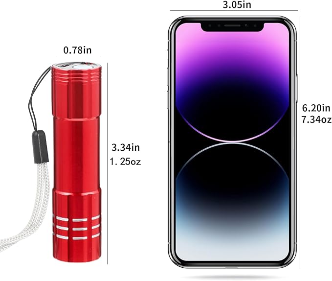 6 Pack LED Aluminum Small Mini USB C Rechargeable Flashlights, Handheld Small Flashlight Bulk for Kids, Portable Camping Bright High Lumens Flashlight Christmas Gifts (Red)