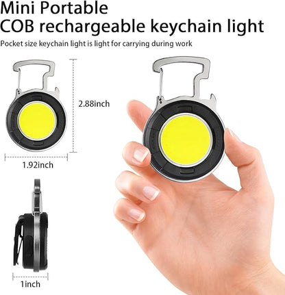 Keychain Flashlights Led Mini - 4 Light Modes Small Rechargeable Flashlight Red Light Mode Emergency Flashlights and Folding Bracket Bottle Opener,Portable Flashlight for Camping,Hiking 2Pack