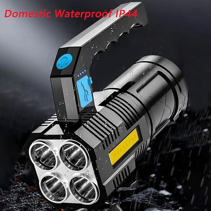 Flashlight Rechargeable USB High Lumens-Camping Flashlight with 4 Powerful LED Beads Handheld Flashlight for Home 4 Modes Waterproof Flashlight for Outdoor Fishing Hiking Emergency