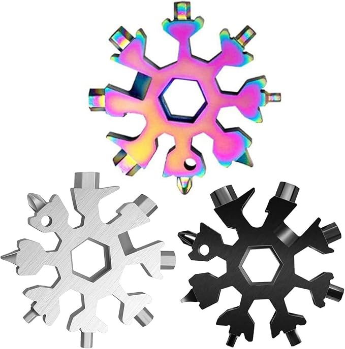 3 Pack multitool 18 In 1 snowflake,Stainless Steel MultiTool,Stainless Steel Snowflake Bottle Opener/Flat Phillips Screwdriver Kit/Wrench,Great Christmas gift