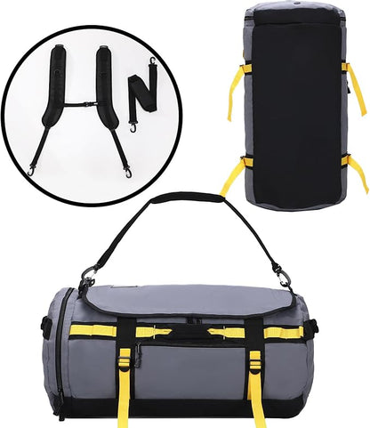 MIER Large Duffel Backpack Sports Gym Bag with Shoe Compartment, Heavy Duty and Water Resistant, Gray, 90L