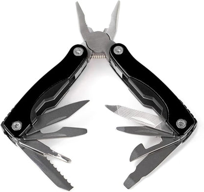 11-in-1 Multitool - 3" Stainless Steel Folding Utility Pocket Tool with Carrying Pouch by Knack (Black)