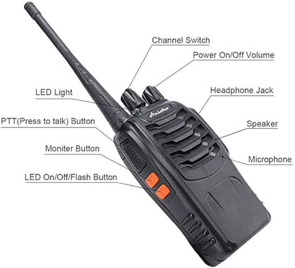 Long Range Walkie Talkies Rechargeable Two Way Radios 16-Channel UHF 2-Way Radio for Adults (Pack of 4)