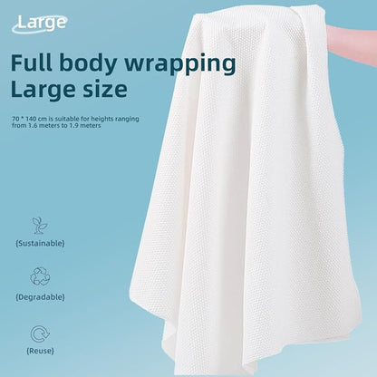 Disposable Compressed Towel,5 Pcs Large Pure Cotton Bath Towels 55 x 27.5 inch,Portable Light and Reusable for Hiking, Camping, Beach, Swimming and Traveling