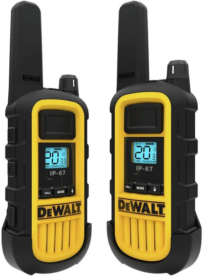 DEWALT DXFRS800 2 Watt Heavy Duty Walkie Talkies - Waterproof, Shock Resistant, Long Range & Rechargeable Two-Way Radio with VOX (2 Pack)