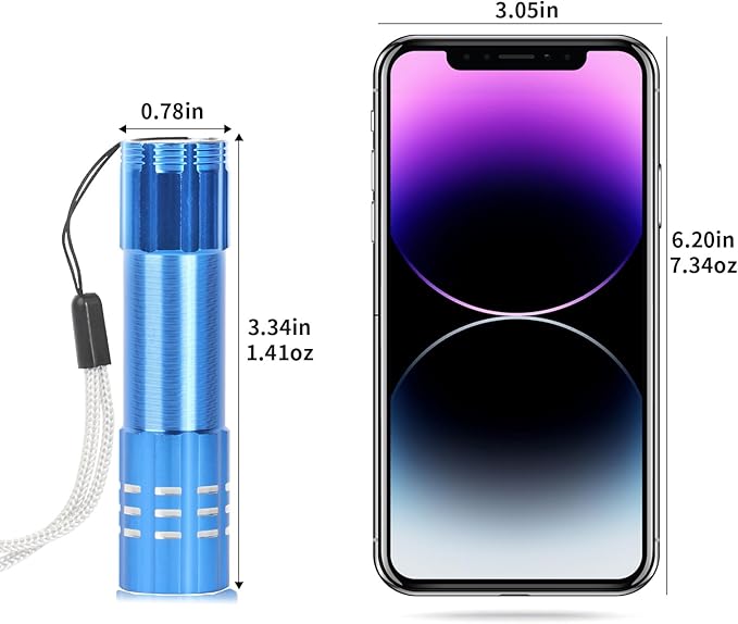 6 Pack LED Aluminum Small Mini USB C Rechargeable Flashlights, Handheld Small Flashlight Bulk for Kids, Portable Camping Bright High Lumens Flashlight Christmas Gifts (Blue)