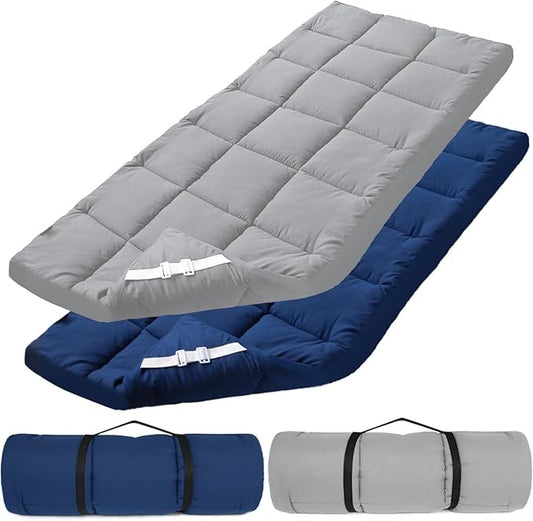 Cot Mattress Topper (Improved Thickness), Quilted Cot Pads for Camping, Soft Comfortable Sleeping Cot Mattress Pad Only, Camping Mattress Pad 75"x30" for Camp Cot/Rv Bunk/Narrow Twin Beds, Navy
