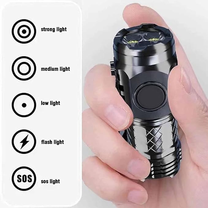 German Three-Eyed Monster Mini Flash Super Power Flashlight, Thumb Flashlight Mini Flashlights, Multi-Functional Mini Pen Clip Flashlight Light Steel High Lumen Rechargeable Waterproof (2Pcs-a)