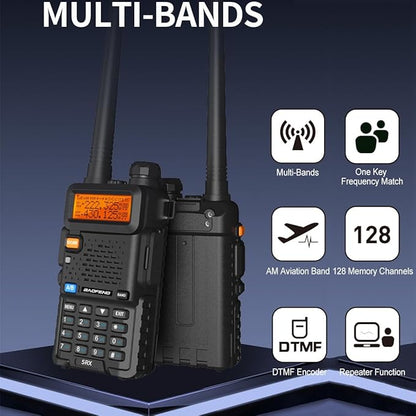 BAOFENG Ham Radio Handheld Tri-Band 5RX Upgraded of UV-5R Long Range Walkie Talkies for Adults Portable Two Way Radio for Camping, Hiking, Trip, Frequency Copy, AirBand, Chirp Compatible