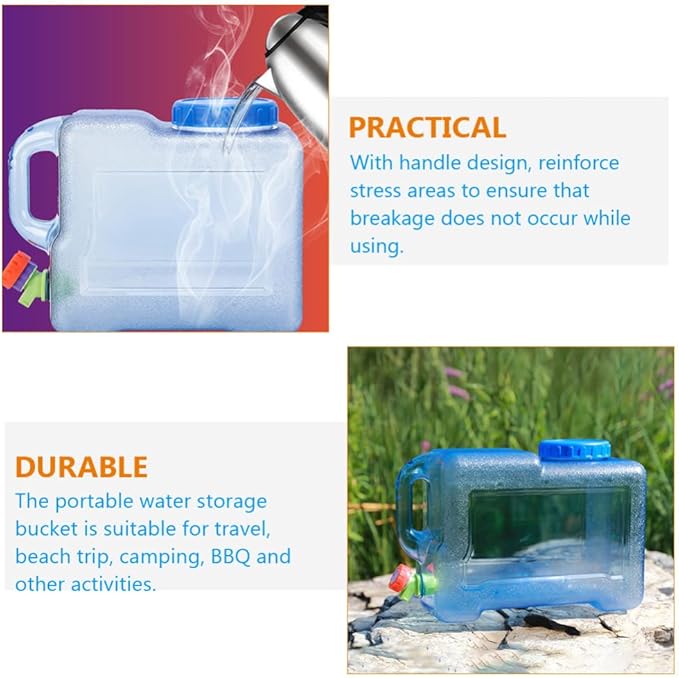 Veemoon Fishing Accessories 2PCS Camping Water Container - 2 Gallon Portable Water Storage Camp Water Jug with Spigot, for Outdoor Camping Picnic Emergency Water Storage Camping Accessories