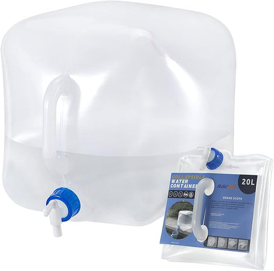 Collapsible Water Container with Spigot, BPA Free Water Storage Jug Water Canteen for Outdoor Camping Hiking & Emergency Survival Kit, Foldable Portable