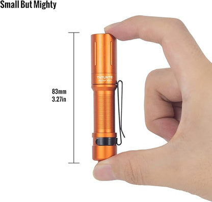 ThruNite EDC Flashlight Archer Mini, 405 Lumens Tail Switch LED Flashlight, USB C Rechargeable Little Pocket Penlight for Camping, Outdoor, and Emergency - Orange Cool White