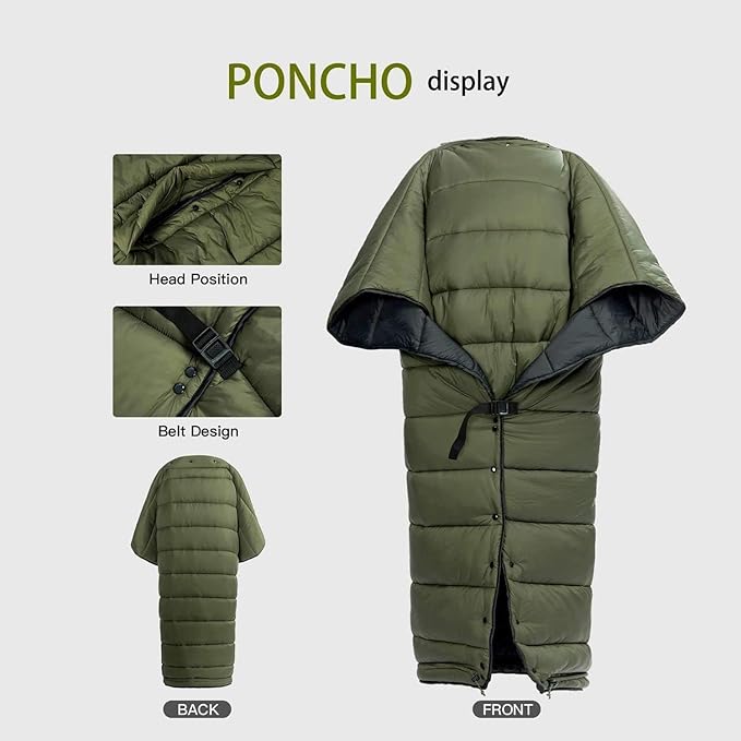 Onewind Hammock Top Quilt with Footbox, Recycled Nylon Fabric Dupont Sorona Filling Ultralight Quilt Poncho Lightweight and Portable Sleeping Bag for Camping Backpacking Hiking