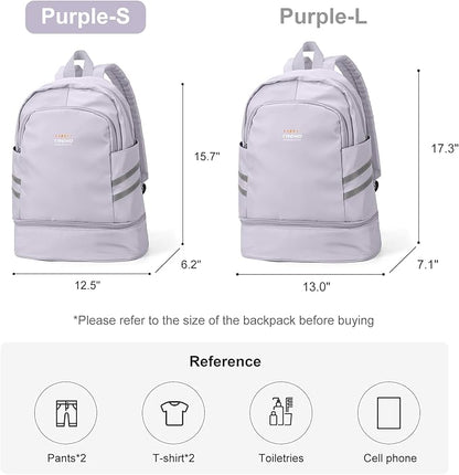 Coofay Small Gym Bag for Women - Waterproof, Lightweight Travel Backpack with Shoe Compartment