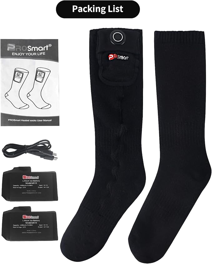 PROSmart Heated Socks Rechargeable Electric Sock - Battery Operated Thermal Warming Socks for Men & Women Suitable for Outdoor Hunting Cold Winter Skiing Camping