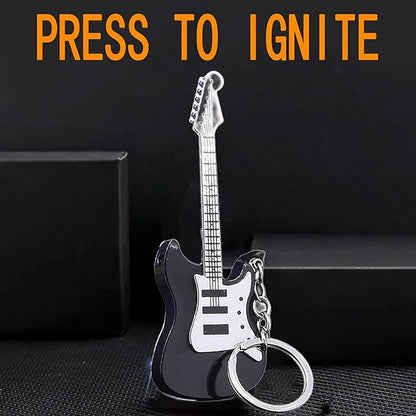 Fancy Fun Guitar Lighter Refillable Metal Vintage Keychain Lighter Unique Novelty Cool lighters for Men Fireplace Candle Camping BBQ (Without Butane Gas) (#5)