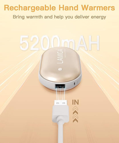 Hand Warmers Rechargeable,Electric Hand Warmer Reusable,5200mAh Portable Powerbank,Hot Hand Pocket Heater for Outdoor Camping and Hunting,The Best Gift for Winter.