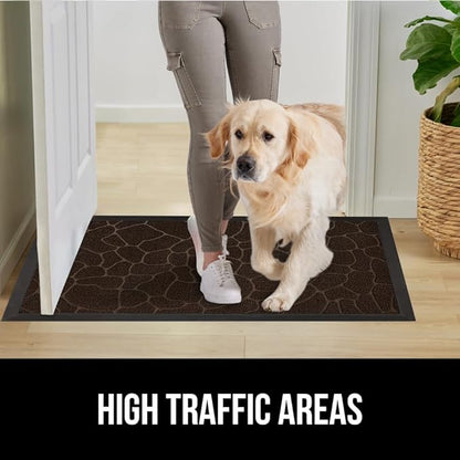 GORILLA GRIP 100% Waterproof All-Season WeatherMax Doormat, 47x35, Durable Natural Rubber, Stain and Fade Resistant, Low Profile, Indoor Outdoor Door Mats, Easy Clean Entry Mat, Dark Brown Pebble
