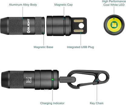 OLIGHT IMINI 2 EDC Rechargeable Keychain Flashlight, 50 Lumens Compact and Portable Mini Light, Tiny LED Keyring Lights with Built-in Battery Ideal for Everyday Carry and Emergencies (Black)