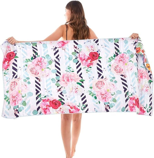 HAOKUN Microfiber Sand Free Beach Towel Blanket-Quick Fast Dry Super Absorbent Lightweight Thin Towel for Travel Pool Swimming Bath Camping Yoga Gym Sports Idea … (Rose flower1)