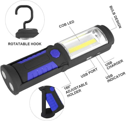 LED Work Light,COB LED Flashlight,Portable Flashlight,with Magnetic Stand for Car Repair, Home, Garage, Emergency and Outdoor Camping (Blue), COB LED Flashlight,LED Work Light,Portable FlashliCOB