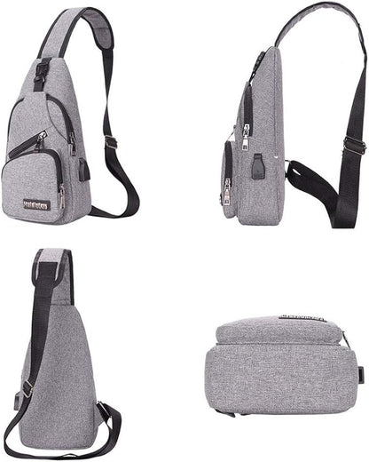 Peicees Travel Gym Bike Sling Bag Shoulder Backpack Daypack w/USB Charging Port