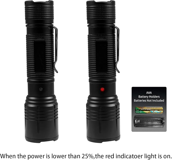 LED Flashlights 2PCS - Mini Tactical Flashlight with 5 Modes, Zoomable Beam, Battery Level Alert-650LM Powerful and Bright Handheld Flashlight for Home, Camping, Hiking,Emergency
