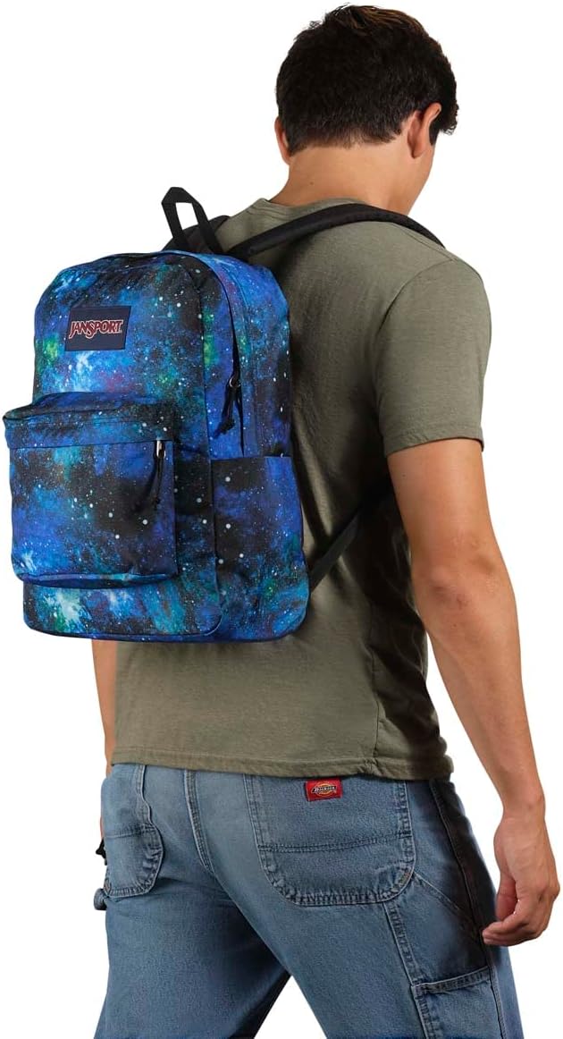 JanSport SuperBreak One Backpack - Durable, Lightweight Bookbag with 1 Main Compartment, Front Utility Pocket with Built-in Organizer - Premium Backpack, Cyberspace Galaxy
