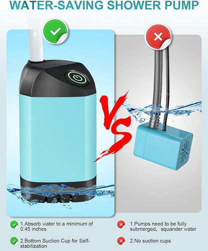 AUTOPkio Portable Camping Shower - Outdoor Camp Shower with Showerhead Sprayer & Rechargeable Battery Pump for Camping, Travel, Hiking, Car Washing, Pet Bath