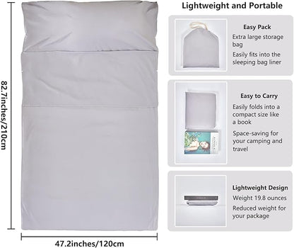 Sleeping Bag Liner Camping Adult Sleep Sack Lightweight Travel Sheet for Hotel Bed Compact Ultralight Essential Cleaning Supplies Kit Travel Bedding Set for Backpacking
