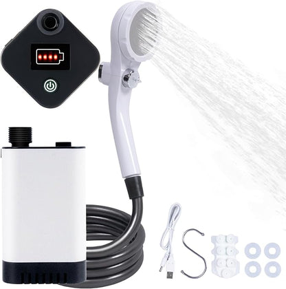 Upgrade Portable Camping Shower, Portable Shower for Camping, Outdoor Camp Shower Pump with 5200mAh Battery, 90 Mins Shower Time, Electric Shower Pump for Outdoor Bathing Pet Cleaning Garden Watering