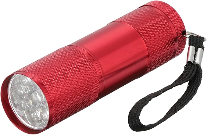 PATIKIL 9 LED Mini Flashlights, Aluminum Pocket Flashlight Torch with Lanyard for Camping, Hiking, Outdoor Emergencies, Red
