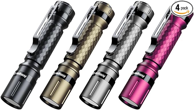 4 Pack 3 Modes Small Mini Flashlights LED Powerful Portable Pocket Compact Light AAA Battery