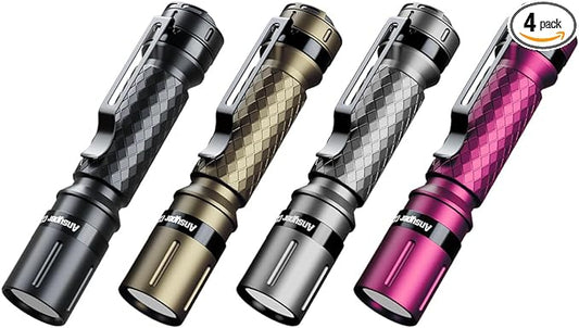 4 Pack 3 Modes Small Mini Flashlights LED Powerful Portable Pocket Compact Light AAA Battery