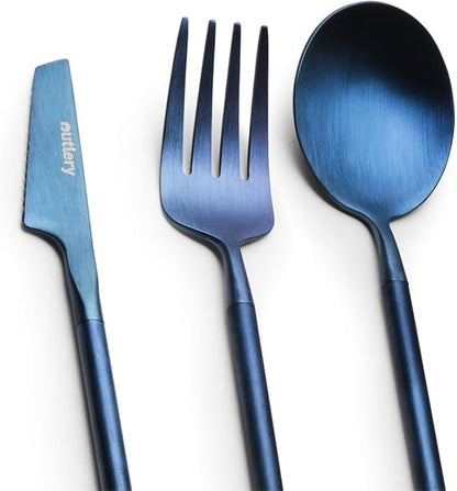 Outlery | Portable & Reusable Stainless Steel Travel Cutlery Set (Whale Blue) - Includes Travel Case for Easy Transport