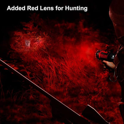YIERBLUE Rechargeable Spotlight with 200000 Lumen LED, IP67 Waterproof Handheld Flashlight Searchlight with Detachable Red Light Filter, 10000mAh Long Running