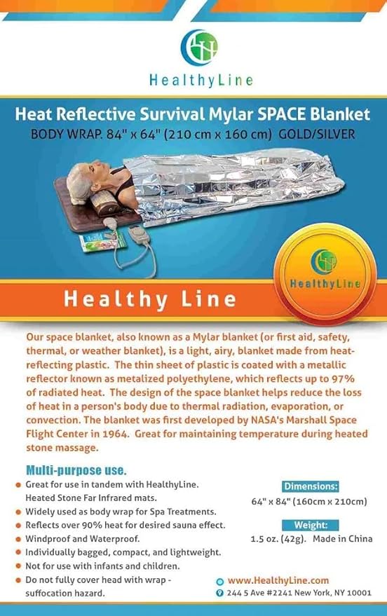 Emergency Blankets for Survival - Disaster Preparedness Prepping Supplies - Space Blanket (2 Pack) - 80" x 40" Retains up to 90% of Body Heat - Mylar Blankets for Camping & Outdoors by HealthyLine