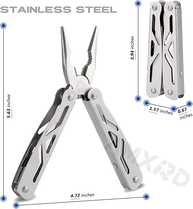 Multitool Pliers, 12-in-1 Hard Stainless Steel Foldable Multi Tool, Pocket Knife Camping Tool, Multi-pliers Used as Knife, Bottle Opener, Screwdriver, Sickle etc, Gifts for Men