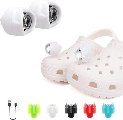 Rechargeable Headlights for Croc Shoes 3 Mode Flashlights Shoe Decoration Charms for Nighttime Activities Camping,Dog Walking,Handy Camping 2 Pcs