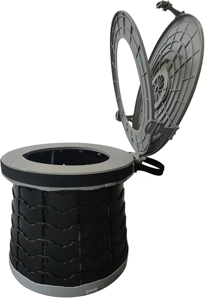 Portable Toilet - 19.7" H Adjustable Foldable Camping Toilet, Luggable Loo with Lid, Strap,Toilet Bag for Camping, Hiking, Travel and Car