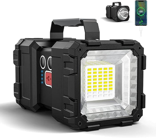 Bright Rechargeable Flashlight，JODK Portable Handheld Spotlight Searchlight 20000mAh 4000LM with 3+4 LED Lights Modes, High Lumen Waterproof Flashlight - XLarge