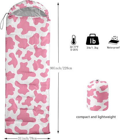 Axolotl Colorful Cats 3 Season Sleeping Bag for Kids, Girls, Teens - Warm and Cool Weather Pet Animal Theme, Waterproof Lightweight for Traveling, Outdoors Camping Equipment