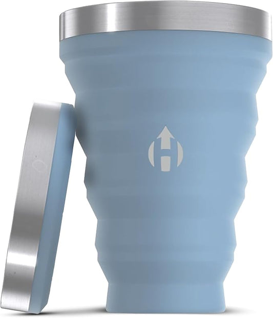 HYDAWAY Collapsible Pint - 16 oz, Silicone & Steel Rim I Collapsible Cup for Beer, Water & Soda, Portable Drinking Cup for Party, Camping, Backpacking & Hiking, Folding Travel Cups Collapse to 1-inch