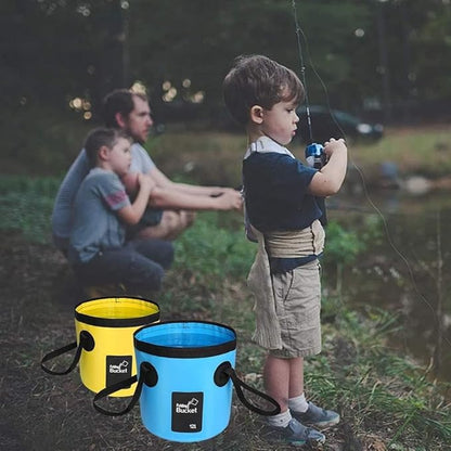 Collapsible Bucket with Handle, Multifunctional Foldable Water Container for Camping, Hiking, Traveling, Fishing, Washing, Gardening, Waterproof, Durable, Lightweight, Black (SFVYELLOW, 12L)