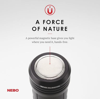 NEBO SLYDE+ Tactical LED Flashlight, Powerful 400-Lumen Bright Camping Flashlight with Slide-To-Reveal Work Light, Red Hazard Light & Magnetic Base