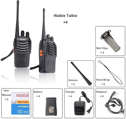 Long Range Walkie Talkies Rechargeable Two Way Radios 16-Channel UHF 2-Way Radio for Adults (Pack of 4)