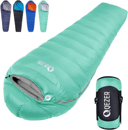 Down Sleeping Bag for Adults 0°F 10°F 15°F 20°F Backpacking Sleeping Bag for Cold Weather with Compression Sack