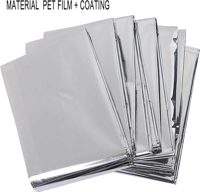4Pack Outdoor Aluminum Foil Warming Blanket for Wilderness Survival, Camping, Easy Tenting - Rain and Sun Protection - Reflective Warming First Aid Aluminum Foil Blanket (Silver)